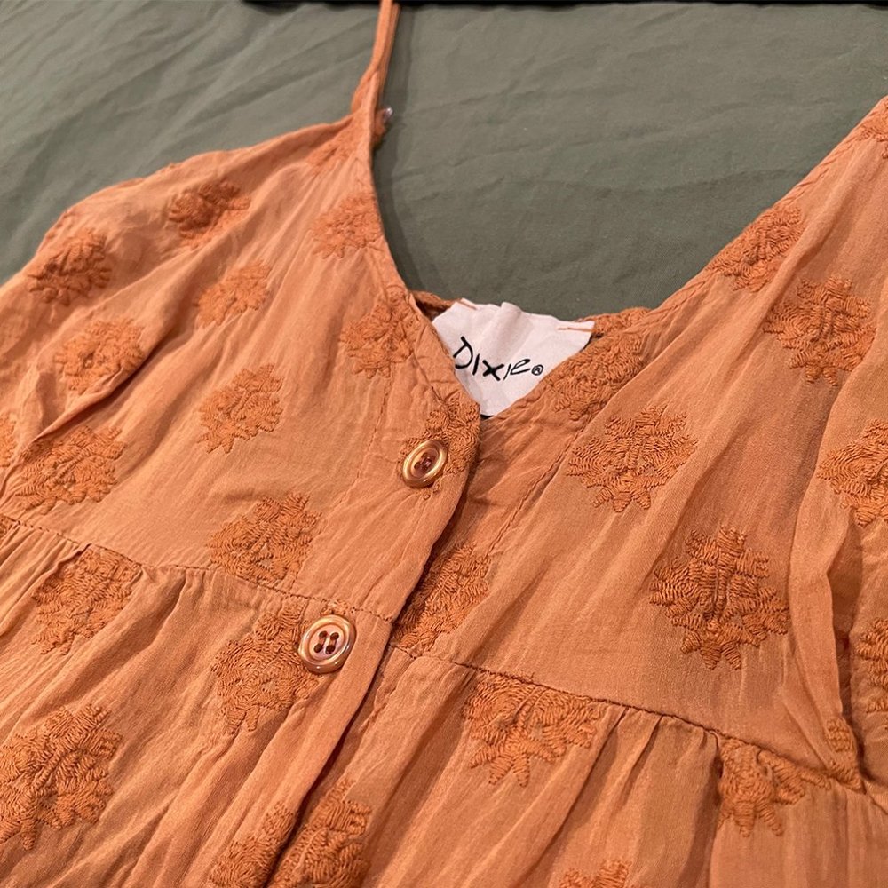 Dixie Golden Embroider Midi Dress w/Adjust Straps - Picture 2 of 2